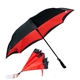 a black/red 48 rebel straight - handle umbrella