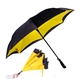 a black/yellow 48 rebel straight - handle umbrella