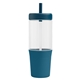 aerial view a navy blue 302 polar recycled plastic dual tone straw tumbler - 40 oz - colorjet, image 1 of 2