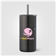 a black borealis recycled stainless steel straw tumbler - 16 oz - colorjet