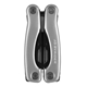 aerial view a metallic silver small fix - it multi - tool w / case, image 1 of 9
