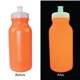 aerial view a neon orange 20 oz nite glow value cycle bottle with push n pull cap, image 1 of 2