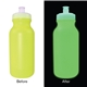 aerial view a neon yellow 20 oz nite glow value cycle bottle with push n pull cap, image 1 of 2