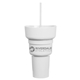 aerial view a white team 365 1l recycled pp stadium tumbler with snack bowl, image 1 of 6