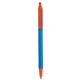 aerial view a blue barrel & orange trim bic clic pen, image 1 of 2