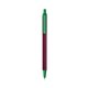 a burgundy barrel & green trim bic clic pen