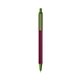 a burgundy barrel & metallic green trim bic clic pen