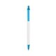 a clear barrel & blue trim bic clic pen