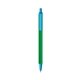 a green barrel & blue trim bic clic pen