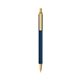 a metallic dark blue barrel & cream trim bic clic pen