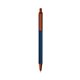 a metallic dark blue barrel & metallic orange trim bic clic pen