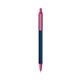 a metallic dark blue barrel & pink trim bic clic pen