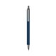a metallic dark blue barrel & silver trim bic clic pen