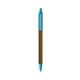 a metallic brown barrel & blue trim bic clic pen