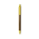 a metallic brown barrel & yellow trim bic clic pen