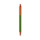 a metallic green barrel & orange trim bic clic pen