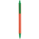 aerial view a metallic orange barrel & green trim bic clic pen, image 1 of 2
