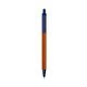 a metallic orange barrel & navy trim bic clic pen