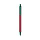 a metallic red barrel & forest green trim bic clic pen