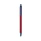 a metallic red barrel & metallic dark blue trim bic clic pen