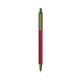 a metallic red barrel & metallic green trim bic clic pen