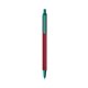 a metallic red barrel & teal trim bic clic pen