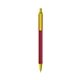 a metallic red barrel & yellow trim bic clic pen