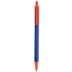 aerial view a navy barrel & orange trim bic clic pen, image 1 of 2