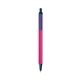 a pink barrel & metallic dark blue trim bic clic pen
