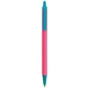 aerial view a pink barrel & teal trim bic clic pen, image 1 of 2
