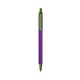 a purple barrel & metallic green trim bic clic pen