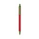 a red barrel & metallic green trim bic clic pen