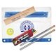 Promotional Clear Translucent School Kit - 2 Pencils, Wood Ruler, Crayon, Pencil Sharpener