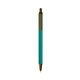 a teal barrel & metallic brown trim bic clic pen