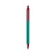 a teal barrel & metallic red trim bic clic pen