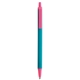 aerial view a teal barrel & pink trim bic clic pen, image 1 of 2