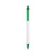 a white barrel & green trim bic clic pen