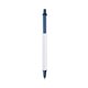 a white barrel & metallic dark blue trim bic clic pen