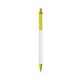 a white barrel & yellow trim bic clic pen