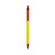 a yellow barrel & red trim bic clic pen