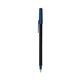 a black barrel & metallic dark blue trim bic round stic ballpoint pen - promotional pens