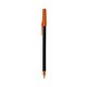 a black barrel & orange trim bic round stic ballpoint pen - promotional pens