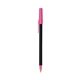 a black barrel & pink trim bic round stic ballpoint pen - promotional pens