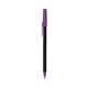 a black barrel & purple trim bic round stic ballpoint pen - promotional pens