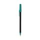 a black barrel & teal trim bic round stic ballpoint pen - promotional pens