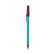 a blue barrel & burgundy trim bic round stic ballpoint pen - promotional pens