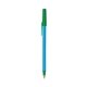 aerial view a blue barrel & green trim bic round stic ballpoint pen - promotional pens, image 1 of 2