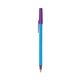 a blue barrel & purple trim bic round stic ballpoint pen - promotional pens