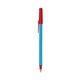 a blue barrel & red trim bic round stic ballpoint pen - promotional pens