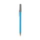 a blue barrel & silver trim bic round stic ballpoint pen - promotional pens